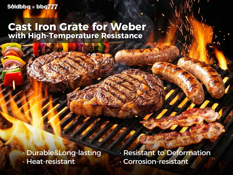 soldbbq 7582 7644 بدائل شبكات الطهي لسلسلة ويبر بيبي كيو، لويبر Q100 Q120 Q1000 50060001 51060001 52020001 Q1200 Q1400، شبكة طهي من الحديد الزهر غير اللامع لويبر بيبي كيو - Image 5